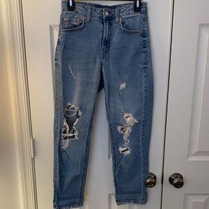 Wild Fable Light Blue Distressed High Rise Mom Jeans